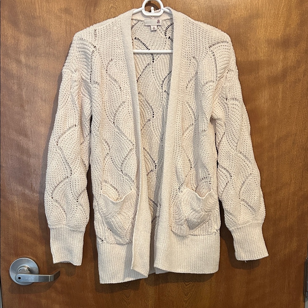 SO Women's Cream Open-Front Cardigan